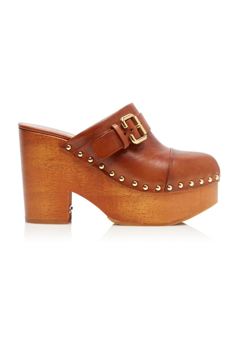 Chloé - Jeannette Leather Platform Clogs - Brown - IT 38 - Moda Operandi