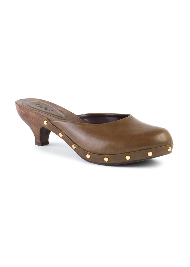 Chloé - Judith Leather Clogs - Olive - IT 37 - Moda Operandi