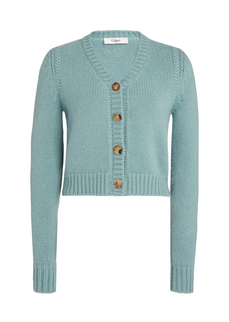 Chloé - Knit Cotton-Cashmere Cardigan - Blue - L - Moda Operandi