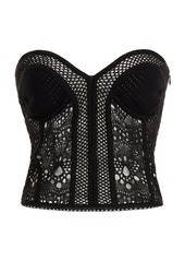 Chloé - Knit Linen-Blend Bustier Top - Black - XS - Moda Operandi