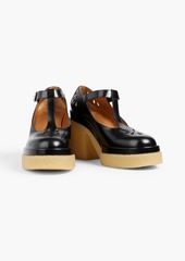 Chloé - Kurtys laser-cut glossed-leather Mary Jane platform pumps - Black - EU 40