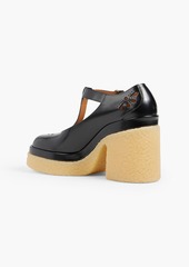 Chloé - Kurtys laser-cut glossed-leather Mary Jane platform pumps - Black - EU 40