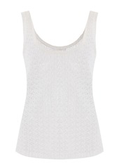 Chloé - Lace-Knit Silk-Linen Tank Top - White - L - Moda Operandi