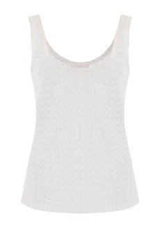 Chloé - Lace-Knit Silk-Linen Tank Top - White - L - Moda Operandi