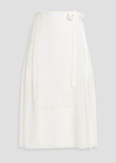 Chloé - Lace-trimmed crepe de chine midi wrap skirt - White - FR 34