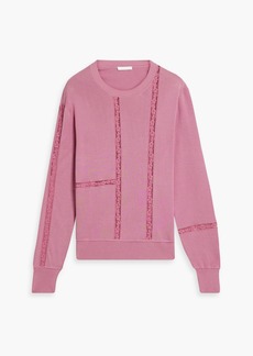 Chloé - Lace-trimmed silk and cotton-blend sweater - Pink - S