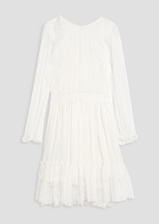 Chloé - Lace-trimmed silk-georgette mini dress - White - FR 34