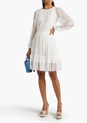 Chloé - Lace-trimmed silk-georgette mini dress - White - FR 34
