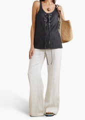 Chloé - Lace-up silk-blend canvas tank - Black - FR 36