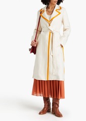 Chloé - Leather-trimmed linen-canvas trench coat - White - FR 40