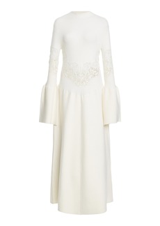 Chloé - Lower Impact Compact Wool-Blend Rib Knit Maxi Dress - White - S - Moda Operandi
