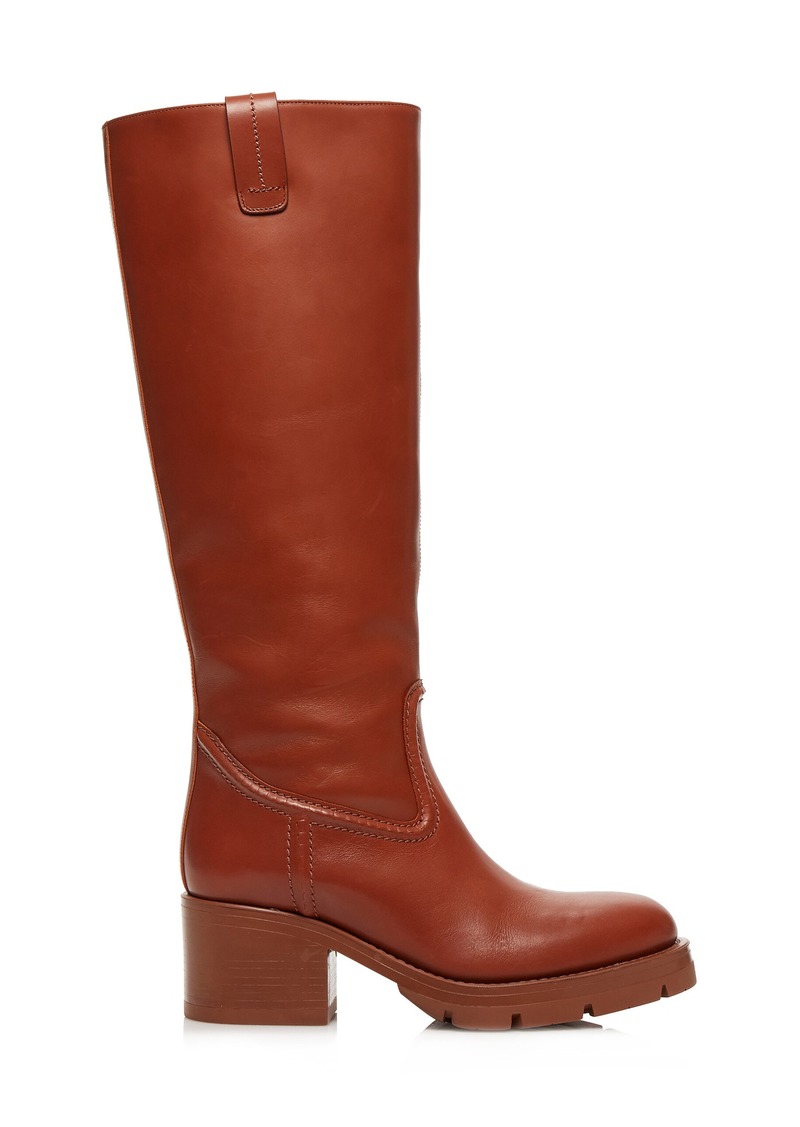 Chloé - Mallo Shearling and Leather Knee Boots - Brown - IT 37 - Moda Operandi