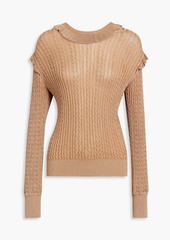 Chloé - Metallic ruffle-trimmed cable-knit sweater - Brown - XL