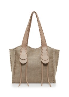Chloé - Mony Leather-Trimmed Linen Tote Bag - Neutral - OS - Moda Operandi
