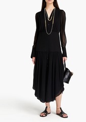 Chloé - Mousseline and silk-blend crepe maxi dress - Black - FR 34