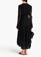 Chloé - Mousseline and silk-blend crepe maxi dress - Black - FR 34