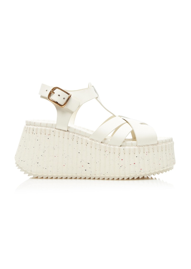 Chloé - Nama Leather Platform Sandals - White - IT 40 - Moda Operandi