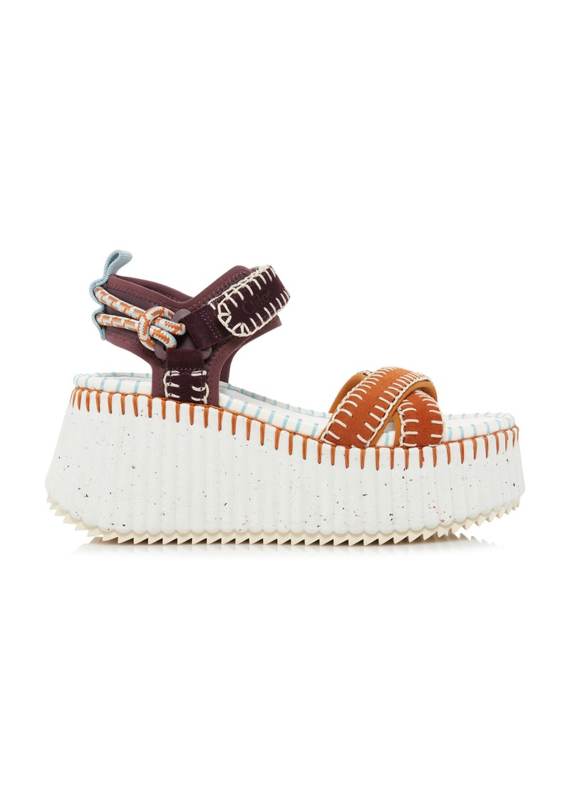 Chloé - Nama Suede Platform Sandals - Brown - IT 41 - Moda Operandi