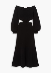 Chloé - Off-the-shoulder cutout wool and cashmere-blend midi dress - Black - L