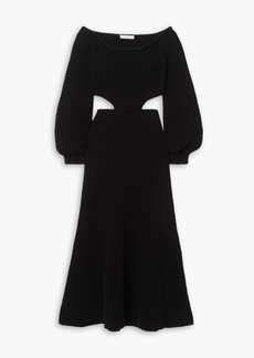 Chloé - Off-the-shoulder cutout wool and cashmere-blend midi dress - Black - L