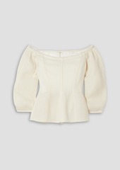 Chloé - Off-the-shoulder paneled wool and cashmere-blend blouse - White - FR 42