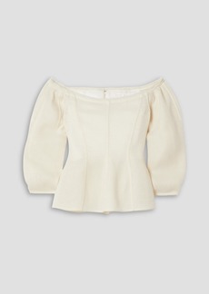 Chloé - Off-the-shoulder paneled wool and cashmere-blend blouse - White - FR 42