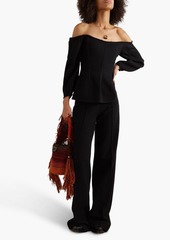 Chloé - Off-the-shoulder paneled wool and cashmere-blend top - Black - FR 42