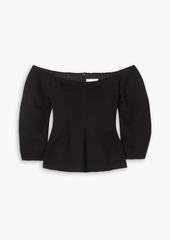 Chloé - Off-the-shoulder paneled wool and cashmere-blend top - Black - FR 42