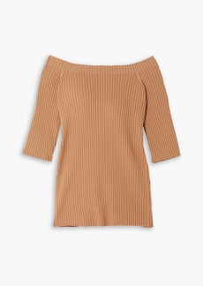 Chloé - Off-the-shoulder ribbed wool and cashmere-blend sweater - Brown - XS