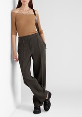 Chloé - Off-the-shoulder ribbed wool and cashmere-blend sweater - Brown - XS