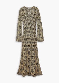 Chloé - Open-knit linen and silk-blend maxi dress - Yellow - S