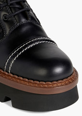 Chloé - Owena ribbed-knit and leather platform ankle boots - Black - EU 40