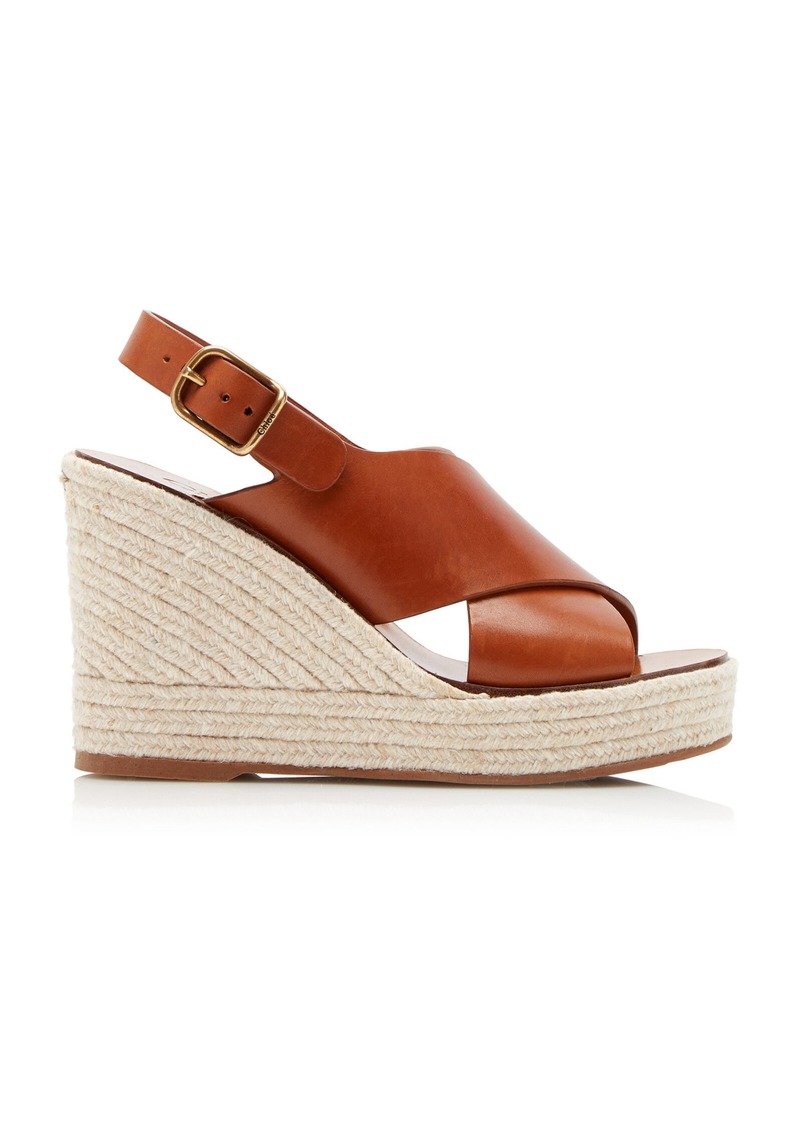 Chloé - Pary Leather Wedge Sandals - Brown - IT 40 - Moda Operandi