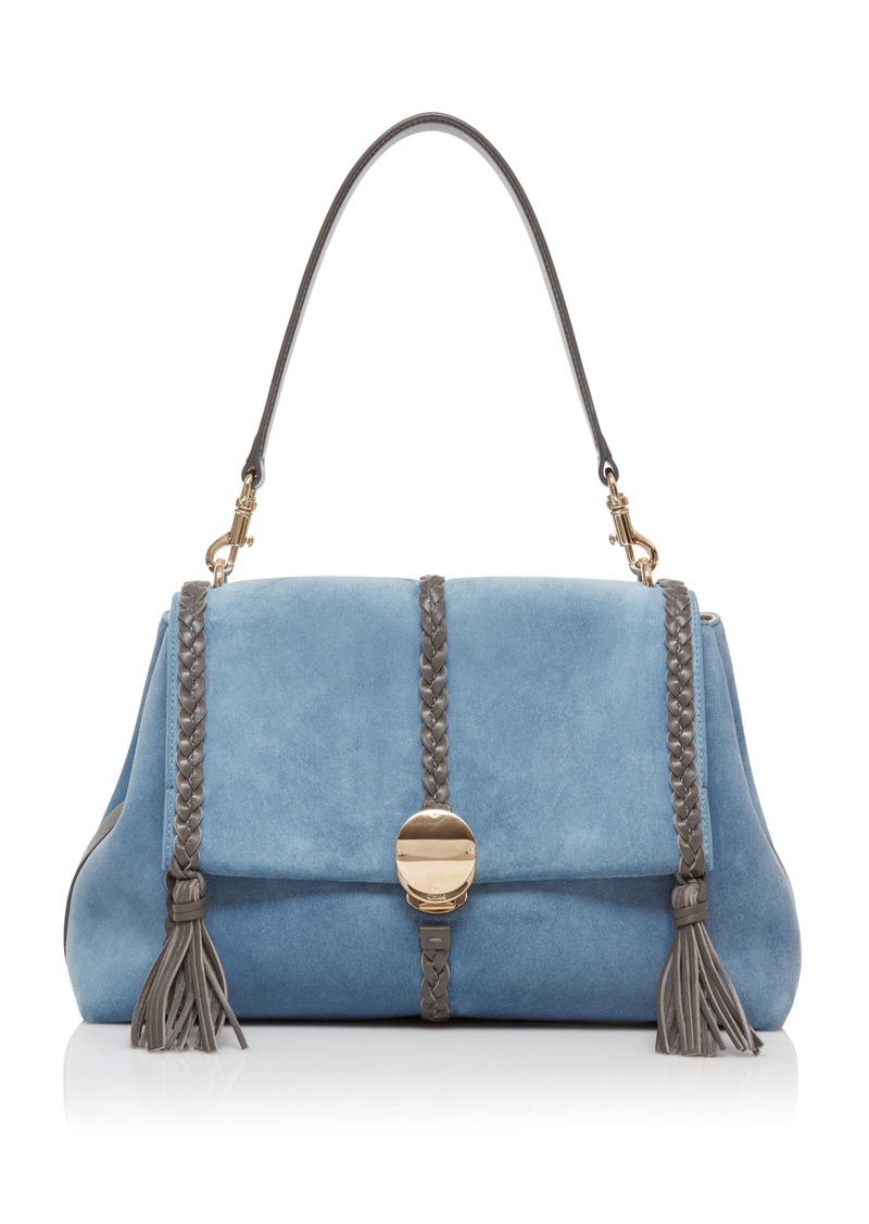 Chloé - Penelope Suede Shoulder Bag - Blue - OS - Moda Operandi