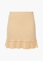 Chloé - Pleated crepe de chine-trimmed crepon mini skirt - Neutral - FR 40