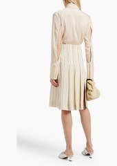 Chloé - Pleated pinstriped silk-crepe skirt - White - FR 40