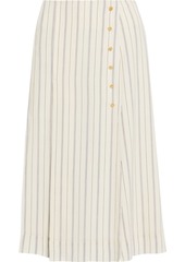 Chloé - Pleated pinstriped silk-crepe skirt - White - FR 40