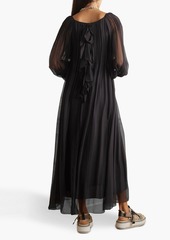 Chloé - Pleated silk-chiffon maxi dress - Black - FR 34