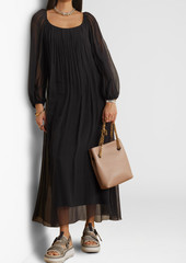 Chloé - Pleated silk-chiffon maxi dress - Black - FR 34