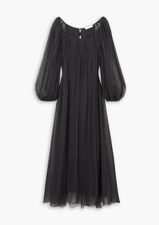 Chloé - Pleated silk-chiffon maxi dress - Black - FR 34