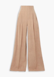 Chloé - Pleated wool-twill wide-leg pants - Neutral - FR 36