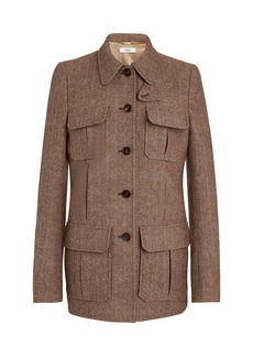 Chloé - Pocket-Detailed Herringbone Wool Jacket - Brown - FR 36 - Moda Operandi