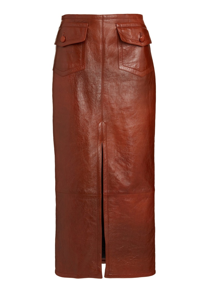 Chloé - Pocket-Detailed Leather Midi Skirt - Brown - FR 36 - Moda Operandi