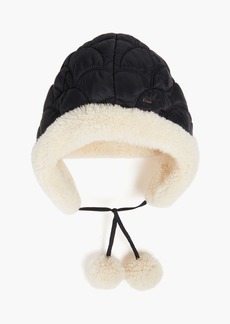 Chloé - Pompom-embellished quilted shell hat - Black - ONESIZE