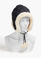 Chloé - Pompom-embellished quilted shell hat - Black - ONESIZE