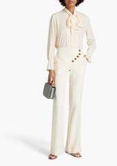 Chloé - Pussy-bow silk-satin jacquard shirt - White - FR 42