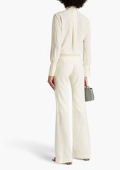 Chloé - Pussy-bow silk-satin jacquard shirt - White - FR 42