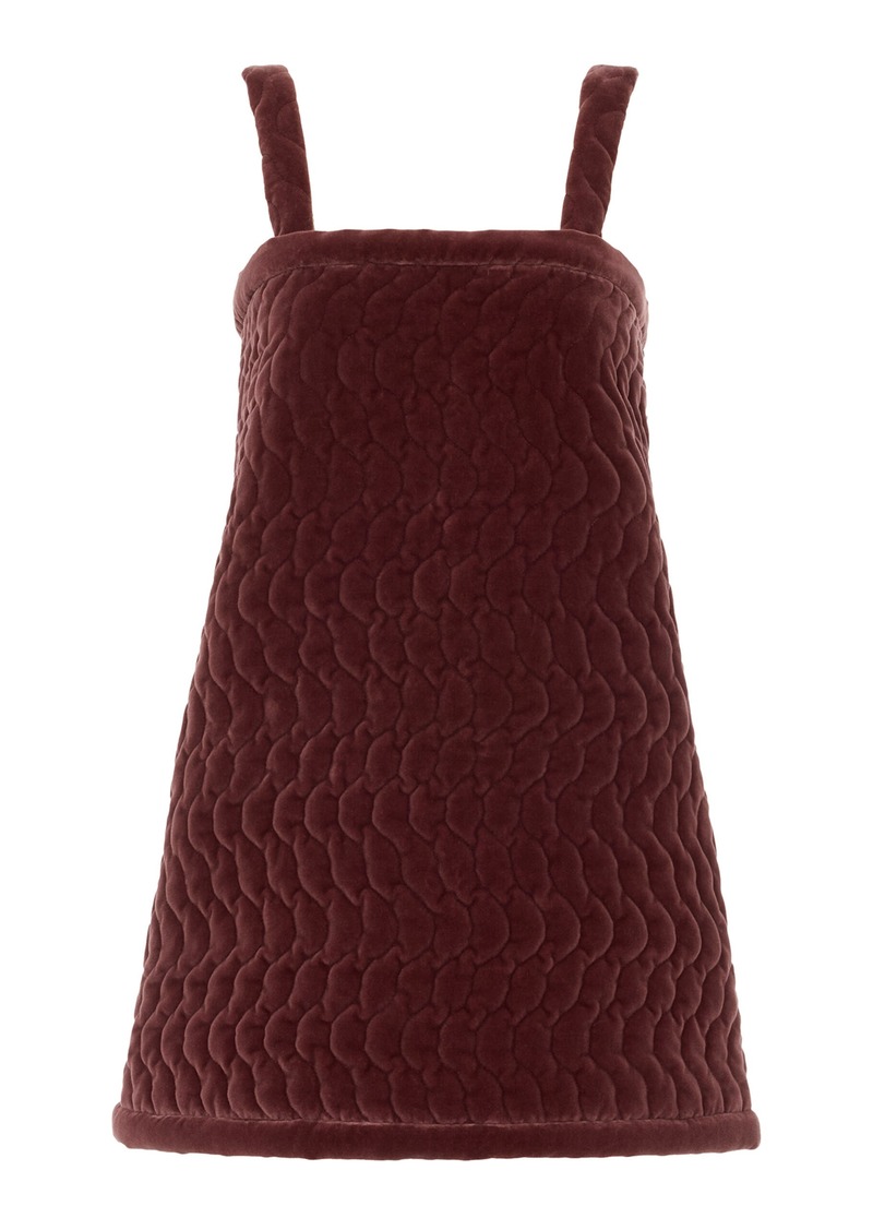 Chloé - Quilted Cotton Velvet Mini Dress - Brown - FR 40 - Moda Operandi