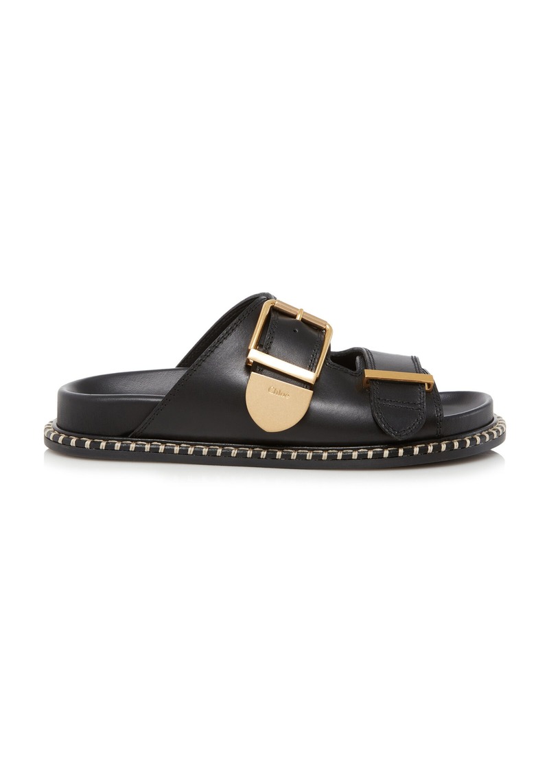 Chloé - Rebecca Leather Slide Sandals - Black - IT 36 - Moda Operandi