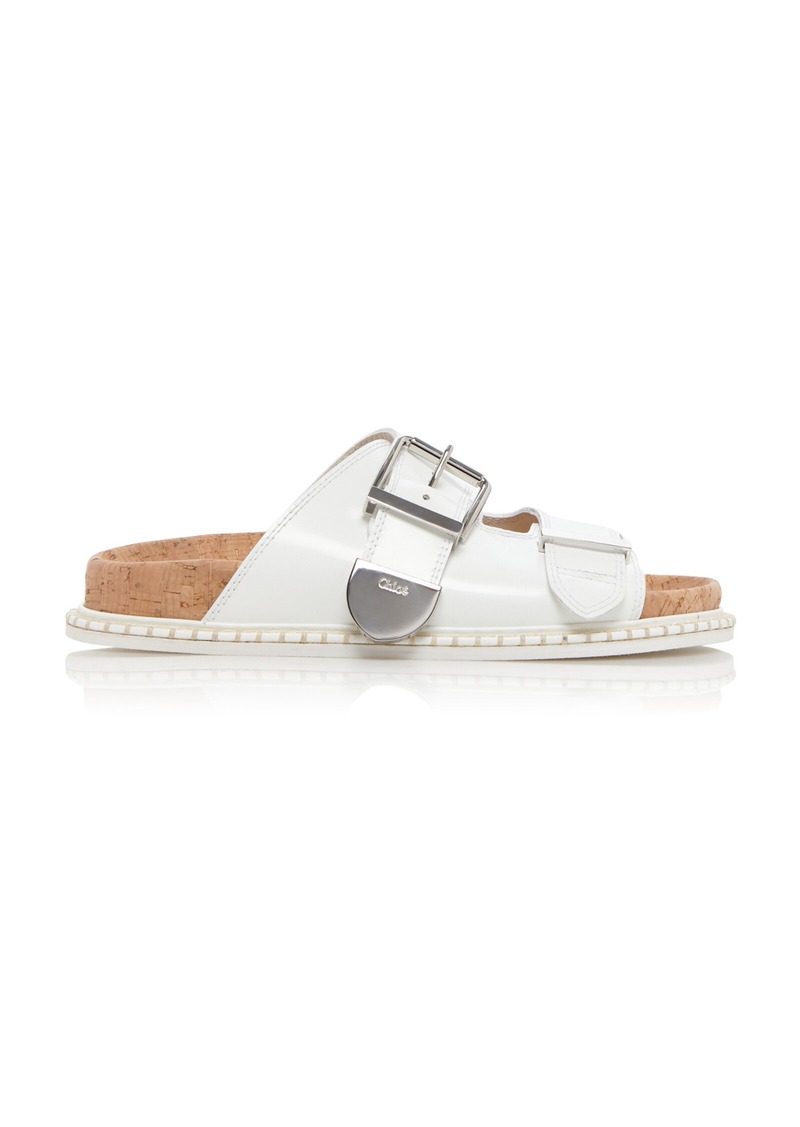 Chloé - Rebecca Leather Slide Sandals - White - IT 35 - Moda Operandi